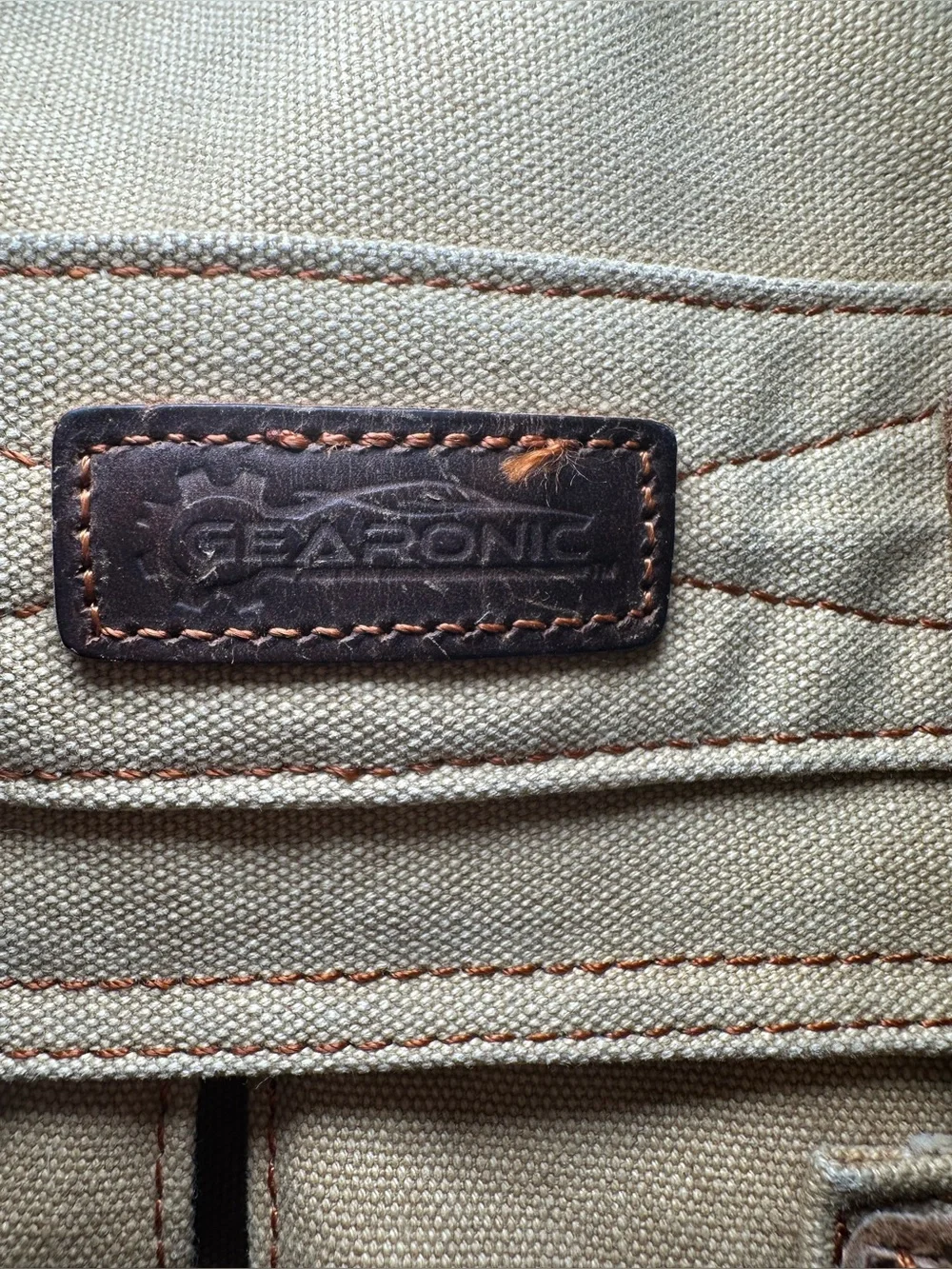 Canvas & Leather Messenger Bag Khaki Brown Crossbody Tab Brown Pockets Zip